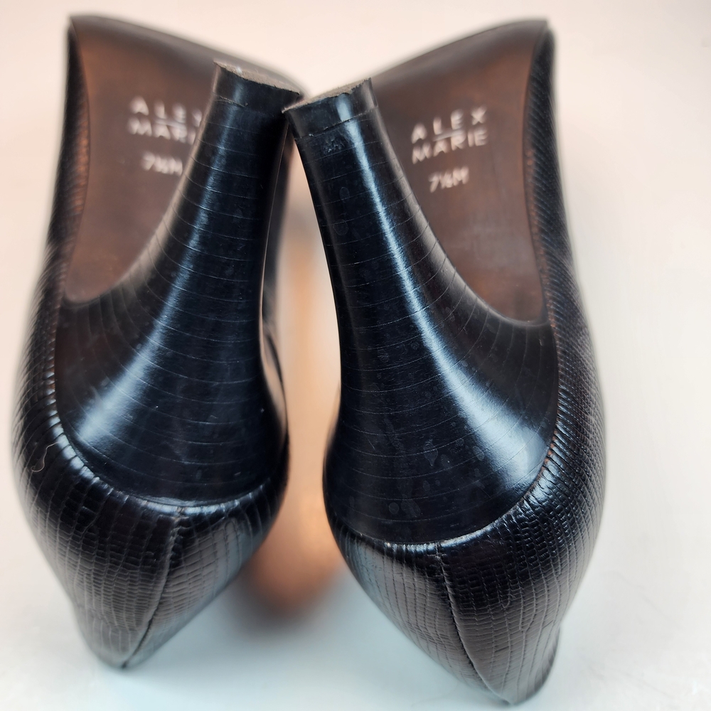 Alex Marie Classic Black Snakeskin Textured Heels Size 7.5 - Picture 10 of 10